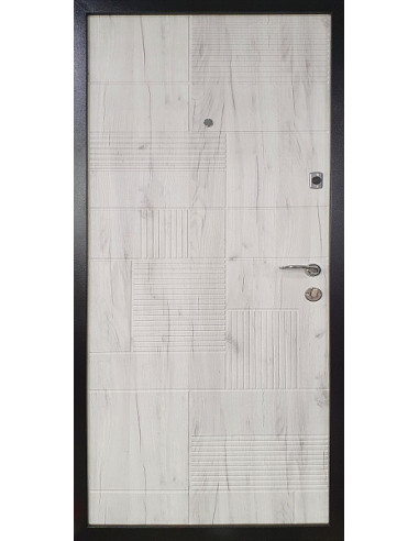 ПЛ-18: Двері металеві МДФ/МДФ ТИП13 2050*860 ліві (спил дерева коньячний/дуб крафт бiлий)