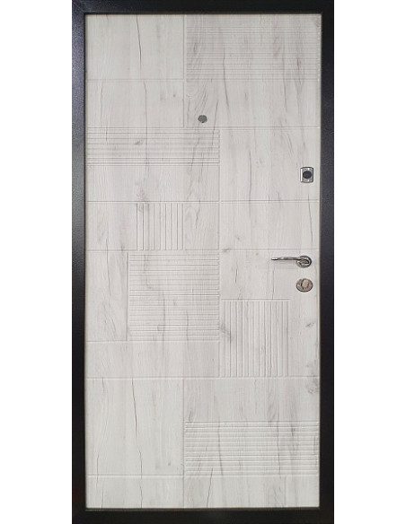 ПЛ-18: Двері металеві МДФ/МДФ ТИП13 2050*860 ліві (спил дерева коньячний/дуб крафт бiлий)