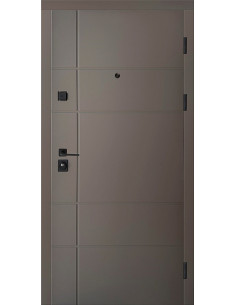 ПЛ-19: Двері металеві МДФ/МДФ ТИП13 2050*860 ліві (темний хакi софттач/бiлий матовий гладкий)