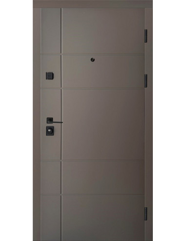 ПЛ-19: Двері металеві МДФ/МДФ ТИП13 2050*860 ліві (темний хакi софттач/бiлий матовий гладкий)