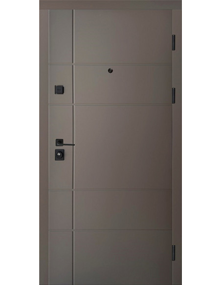 ПЛ-19: Двері металеві МДФ/МДФ ТИП13 2050*860 ліві (темний хакi софттач/бiлий матовий гладкий)