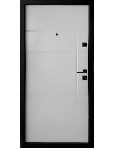ПЛ-19: Двері металеві МДФ/МДФ ТИП13 2050*860 ліві (темний хакi софттач/бiлий матовий гладкий)