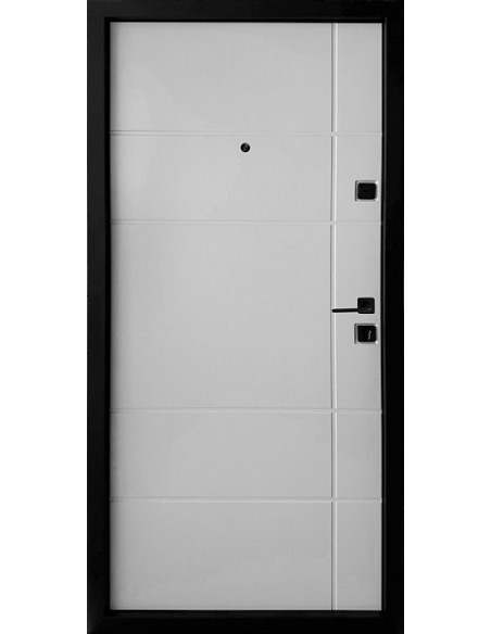 ПЛ-19: Двері металеві МДФ/МДФ ТИП13 2050*860 ліві (темний хакi софттач/бiлий матовий гладкий)