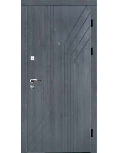 ПЛ-7: Двері металеві МДФ/МДФ ТИП13 2050*860 ліві (клен темно сiрий/клен свiтло сiрий)