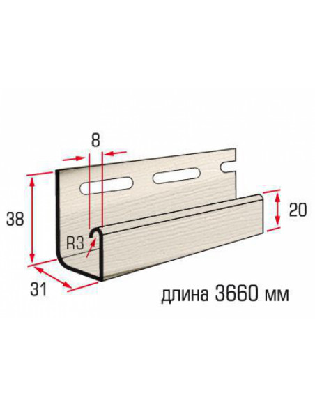Планка J-trim бежева 3,66 м