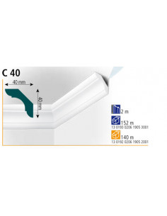 Плінтус стельовий екструдований Vidella C-40 2м (76)