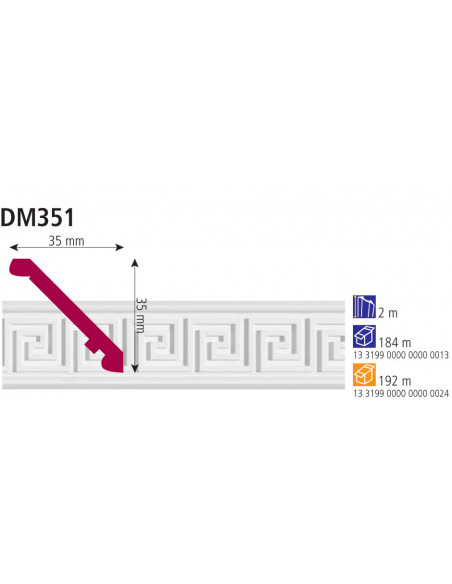 Плінтус стельовий екструдований Vidella DM 351 2м