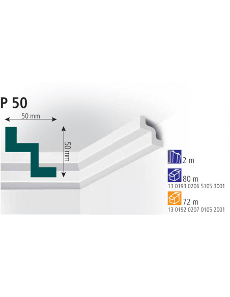 Плінтус стельовий екструдований Vidella Р-50 2м.40