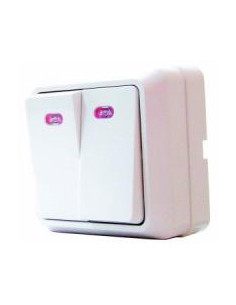  вимикач двокнопковий з підсвіткою BЗ10-2-1-Сb-W