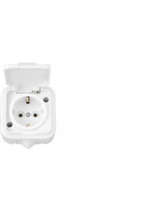 Розетка Bylectrica Пралеска 1 місце з кришкою та заземленням (біла) зовн