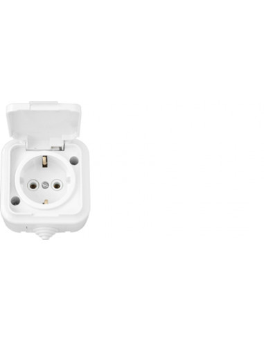 Розетка Bylectrica Пралеска 1 місце з кришкою та заземленням (біла) зовн