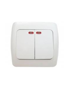  вимикач двокнопковий з підсвіткоюВВсб10-2-1-Sq-W