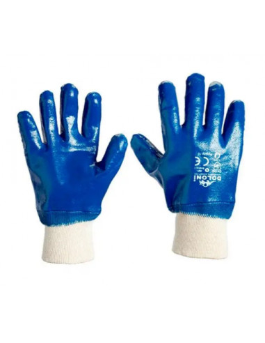 Рукавиці робочі нітрил повний облив гладкі (манжет в"язаний)