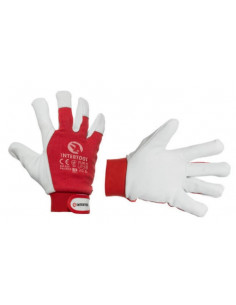 Рукавичка комбінована зі шкіри і тканини 10" еластичний манжет на липучці INTERTOOL 
