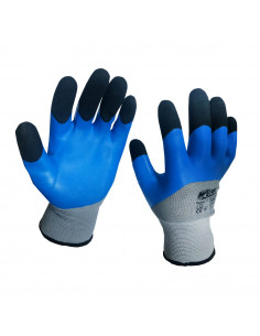 Рукавички поліестер сірі з синім чорні пальці WERK