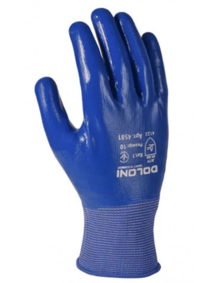 Рукавички трикотажні з нітриловим покриттям,повн. облив, сині, розмір 10