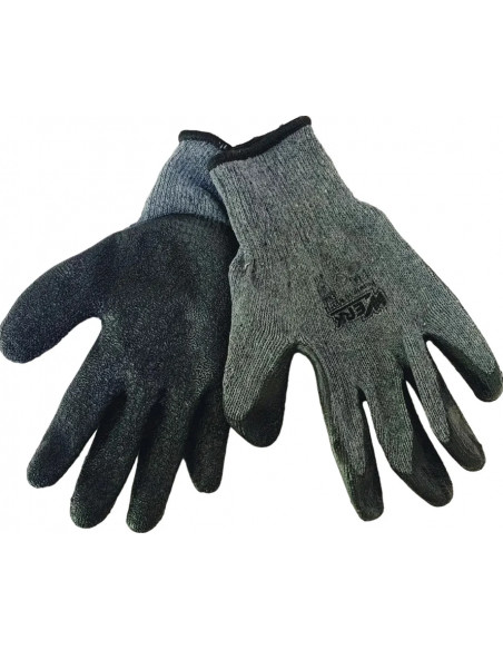 Рукавички трикотажні сірі з латексним покриттям (чорний) р. 10 Werk