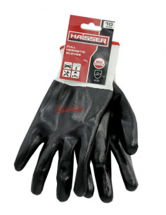 Рукавичкі поліестер білі з чорним повним нітриловим покриттям з під. HAISSER 