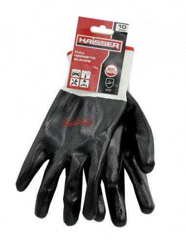 Рукавичкі поліестер білі з чорним повним нітриловим покриттям з під. HAISSER 