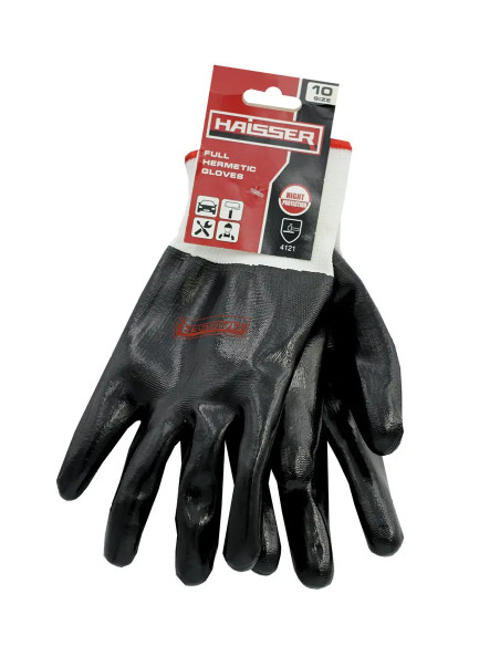 Рукавичкі поліестер білі з чорним повним нітриловим покриттям з під. HAISSER 