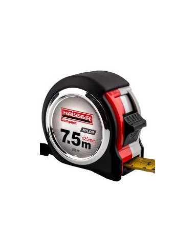 Рулетка 7,5м*25мм нейлон.прогумований 2 стопа,магніт HAISSER