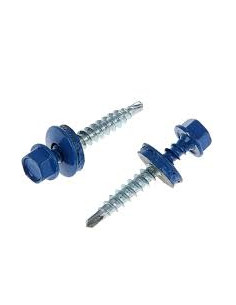 Саморіз покрівельний по дереву (RAL) з шайбою 5005 4,8х35