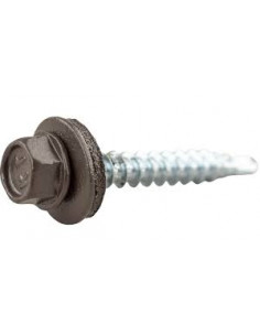 Саморіз покрівельний по дереву (RAL) з шайбою 8019 4,8х35