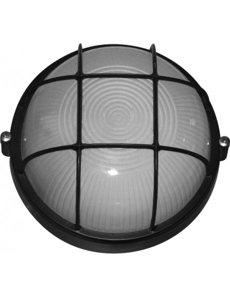 Світильник 0302 60W IР65 чорний (круг решітка)