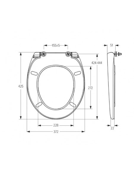 Сидіння для унітазу Solo СПМ-1 з металевим кріпленням біле
