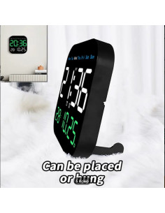 Сучасний LED цифровий настінний годинник з відображенням температури та календаря - живлення від USB