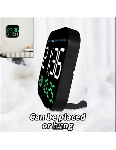 Сучасний LED цифровий настінний годинник з відображенням температури та календаря - живлення від USB