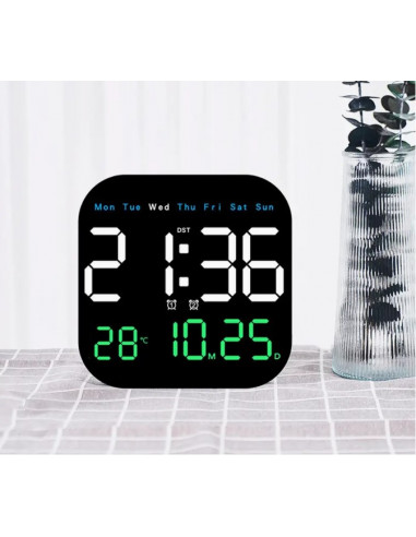 Сучасний LED цифровий настінний годинник з відображенням температури та календаря - живлення від USB