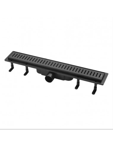 Трап прямий лінійний сухий, Krener Hartz  SCH60  решітка нерж.,60 Чорний 