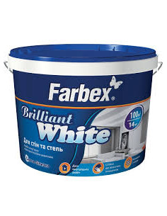 Фарба інтер'для стель та стін білосніжна ВДА (Brillsant White), біла матова TM Farbex 14 кг