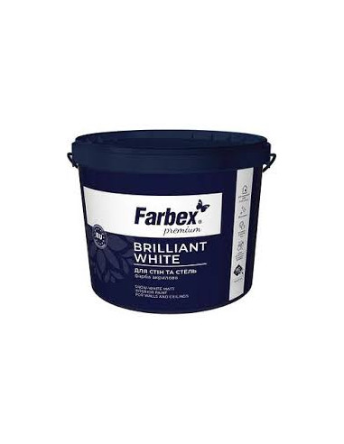 Фарба інтер'для стель та стін білосніжна ВДА (Brillsant White), біла матова TM Farbex 7 кг