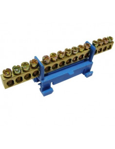 Шина нульова 10 отв. з ізолятором на DIN-рейку