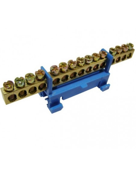 Шина нульова 10 отв. з ізолятором на DIN-рейку