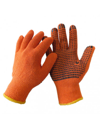  Рукавички трикотаж ХБ оранжеві/чорні з синя та  чорна точка 10 Werk