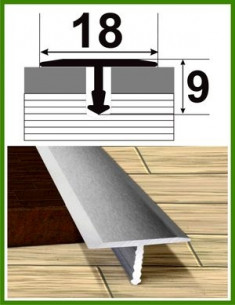 Алюмінієвий поріжок для керамічної плитки - АТ 18 срібло 2,7м
