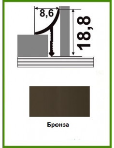 Алюмінієвий поріжок для керамічної плитки ВАП-10 бронза