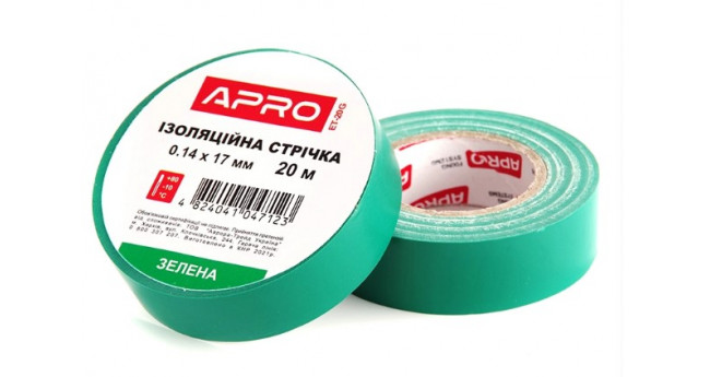 Ізоляційна стрiчка зелена 0.14х17мм 20м APRO