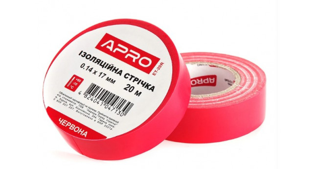 Ізоляційна стрiчка червона 0.14х17мм 20м  APRO
