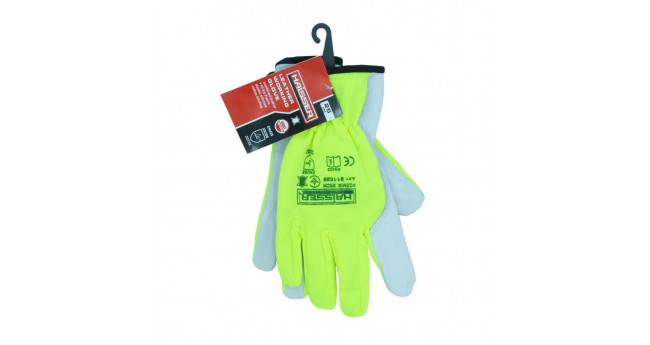 Рукавичкі комбіновані коз.шкіра, Hi-Viz тканина, еластичний шов HAISSER