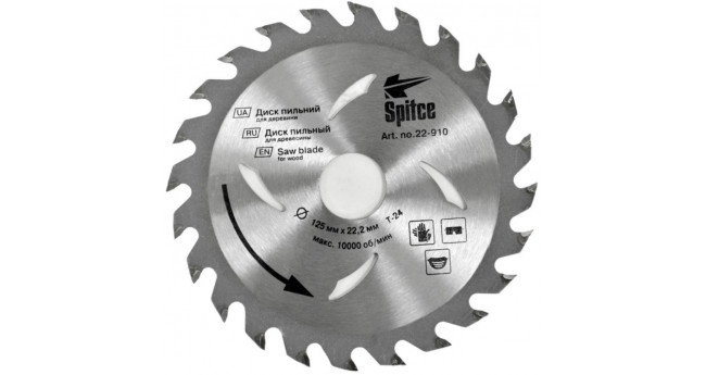 Диск пильний для деревини 125/22,2 24T Spitce 22-910