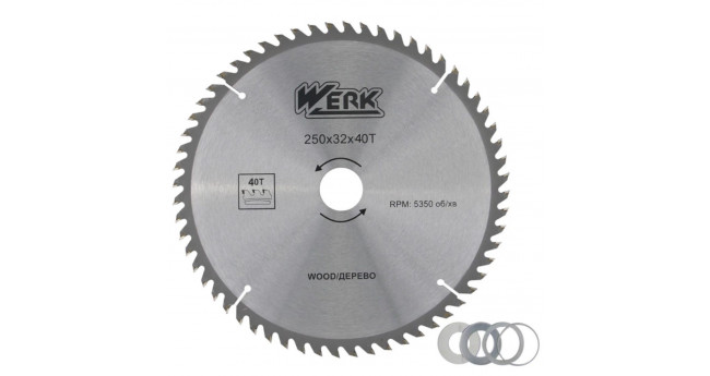 Диск пильний 250х32  40 зуб по дереву WERK