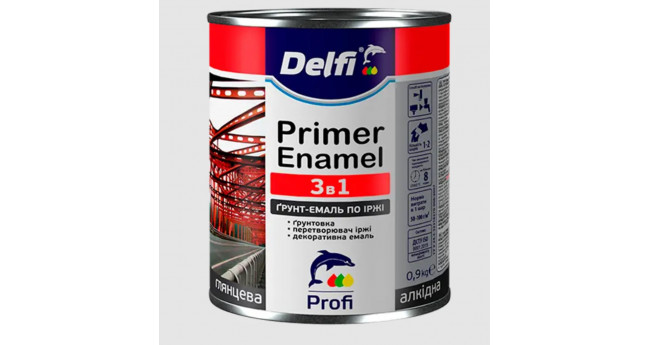 Грунт-емаль 3в1 Delfi Чорна 0,9 кг
