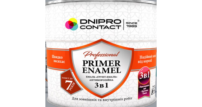Грунт-емаль 3в1 "Dnipro Contact" графіт мат. 0,9 кг 