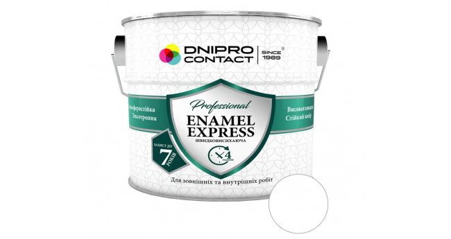Емаль алкідна ПФ 115 Dnipro Contact EXPRESS Premium Біла 0,6 кг