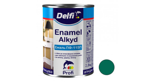 Емаль ПФ-115 DELFI 2,8 кг, Зелена