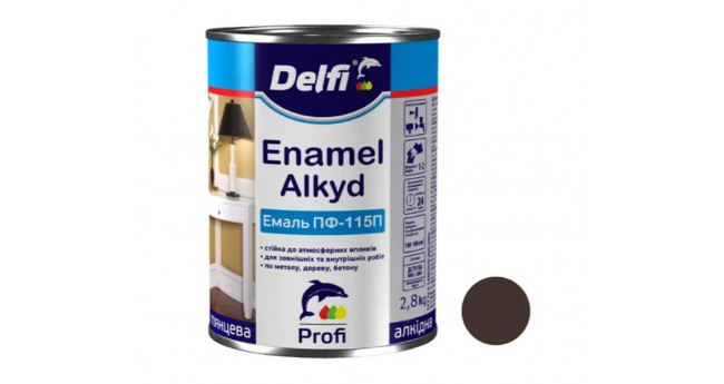 Емаль ПФ-115 DELFI 2,8 кг, Коричнева 2